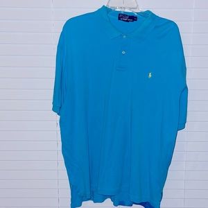 Teal Blue Polo with yellow horse.